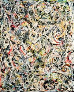BAL41916 Eyes in the Heat (Sounds in the Grass Series) 1946 (oil on canvas) by Pollock, Jackson (1912-56); 137.2x109.2 cm; Peggy Guggenheim Foundation, Venice, Italy; American,  in copyright PLEASE NOTE: This image is protected by the artist's copyright which needs to be cleared by you. If you require assistance in clearing permission we will be pleased to help you.