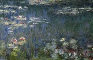 XIR70302 Waterlilies: Green Reflections, 1914-18 (left section) (oil on canvas) (see also 56001 & 56004) by Monet, Claude (1840-1926); 197x847 cm; Musee de l'Orangerie, Paris, France; Giraudon; French,  out of copyright